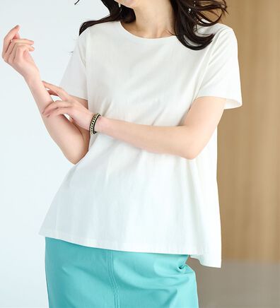 RANAN（ラナン）の「＜ＢＣ＞綿１００％ひんやりフレアーシルエットプルオーバー（カットソー）」