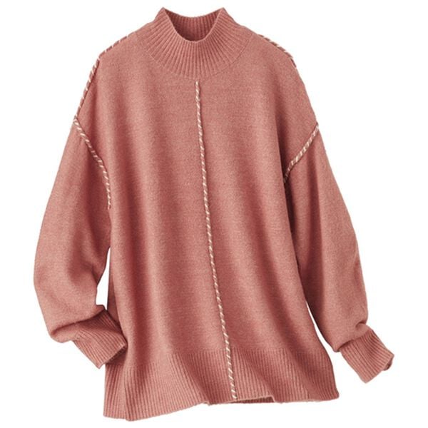 BELLUNA（ベルーナ）の「配色ステッチハイネックプルオーバー（ニット・セーター）」｜詳細画像