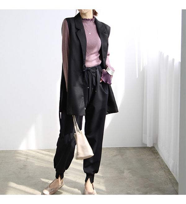 GeeRA（ジーラ）の「プリーツ付ハイネックリブニットトップス（ニット・セーター）」｜詳細画像