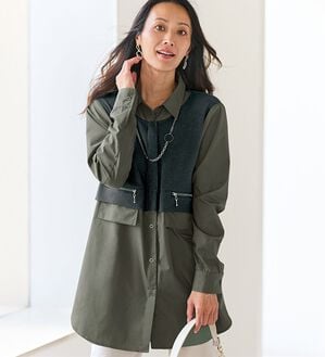 BELLUNA（ベルーナ）の「異素材切替ジップポケットデザインチュニック（チュニック）」｜詳細画像