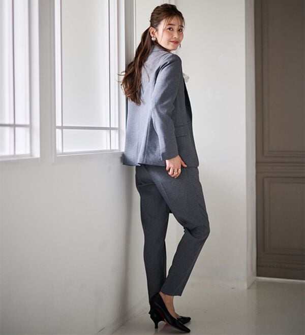 RANAN（ラナン）の「【選べる衿】洗える！春夏ロングシーズン着用可能ベーシック２点ライトスーツ（パンツスーツ）」｜詳細画像