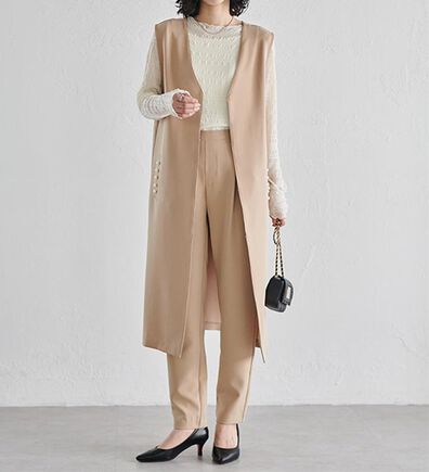 RANAN（ラナン）の「【セットアップ対応】パール調ビジュー付ロングジレ（ジレ）」