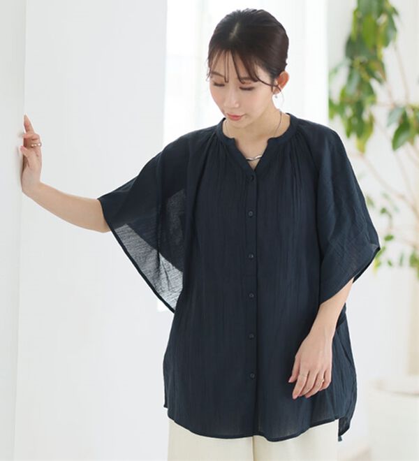 A HAPPY MARILYN（アハッピーマリリン）の「【Ｌ～６Ｌ】【風通るプレミアム】フレアスリーブワイドブラウス（ブラウス）」｜詳細画像