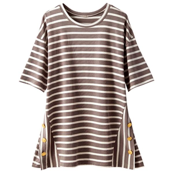 BELLUNA（ベルーナ）の「サイドボタンボーダー切替プルオーバー（カットソー）」｜詳細画像