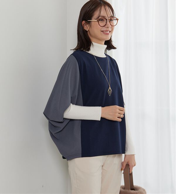 BELLUNA（ベルーナ）の「体型カバー！ポンチョプルオーバー（カットソー）」｜詳細画像