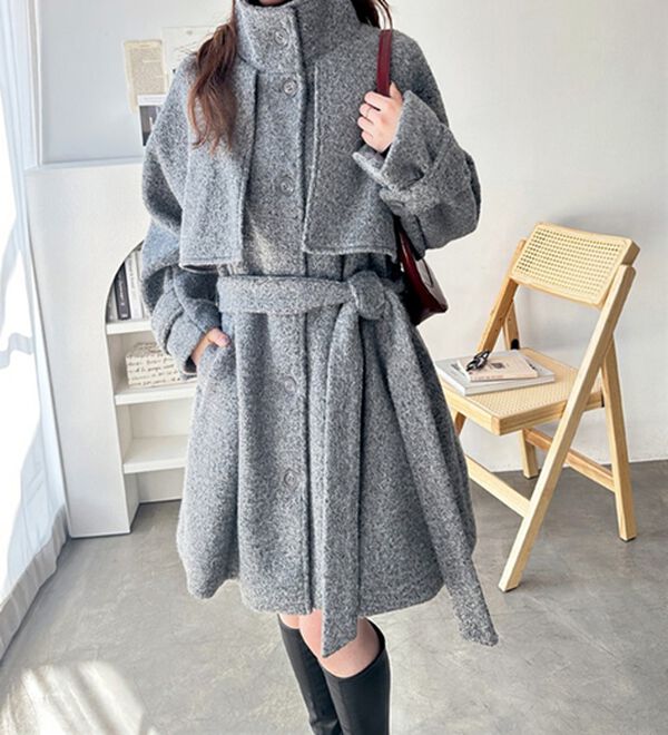 GeeRA（ジーラ）の「リングウールライクスタンドカラーコート（ハーフコート）」｜詳細画像