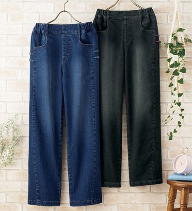ルフラン（ルフラン）の「【２本組】ボタン使い楽デニムパンツ＜フォルト＞（フルレングスパンツ）」