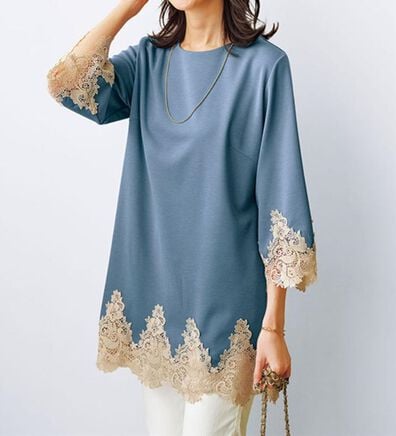 BELLUNA（ベルーナ）の「華やか配色ケミカルレース使いチュニック（チュニック）」