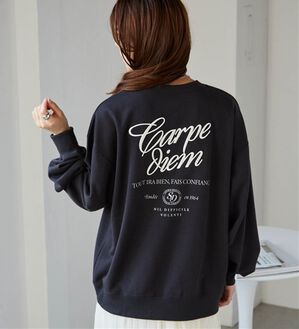 RANAN（ラナン）の「バックロゴ刺しゅうスウェット（トレーナー・スウェット）」｜チャコール