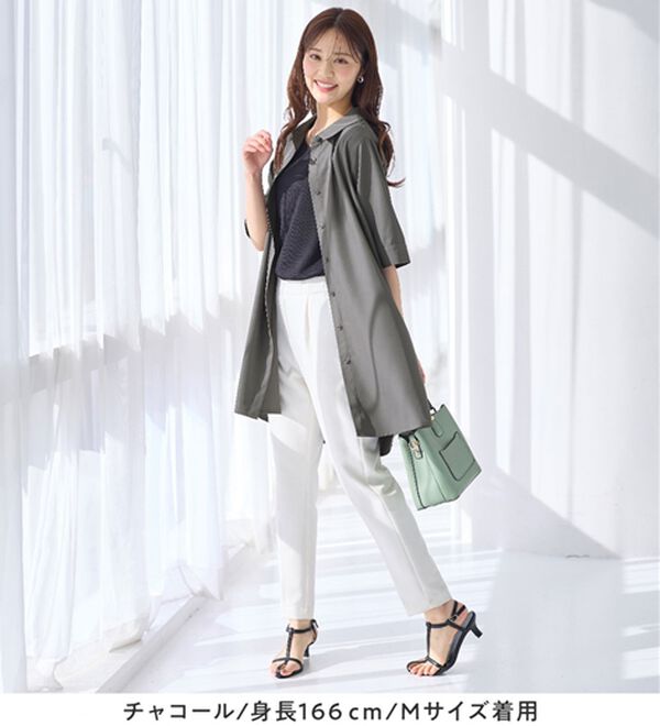 alotta（アロッタ）の「【接触冷感】さらっと快適シャツチュニックワンピース（チュニックワンピース）」｜詳細画像