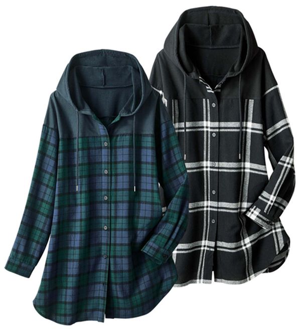 ルフラン（ルフラン）の「【２色組】ずっと活躍！異素材使いシャツパーカー（パーカー）」｜2色組