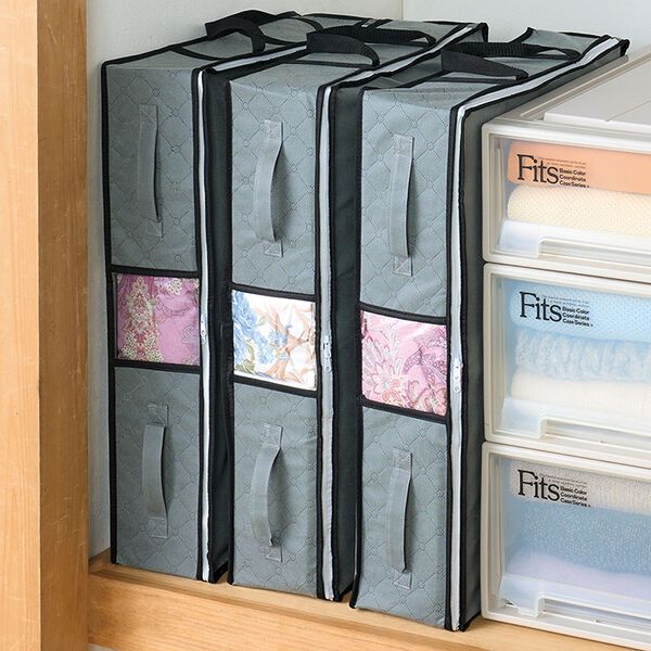 「竹炭収納縦型布団ケース３個組（その他日用品）」｜詳細画像