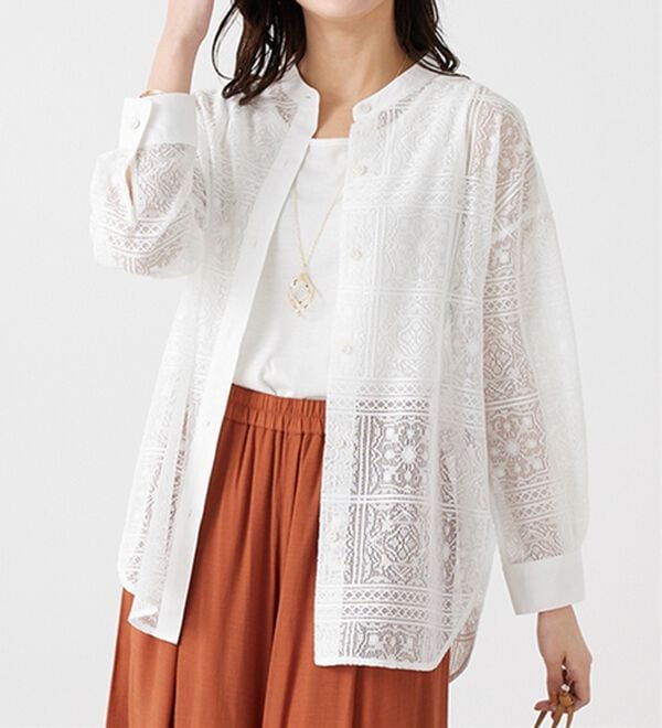 BELLUNA（ベルーナ）の「上品レース素材シャツチュニック（チュニック）」｜詳細画像