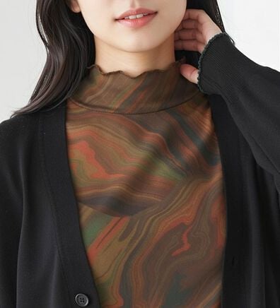 BELLUNA（ベルーナ）の「シアー素材ハイネックインナープルオーバー（カットソー）」