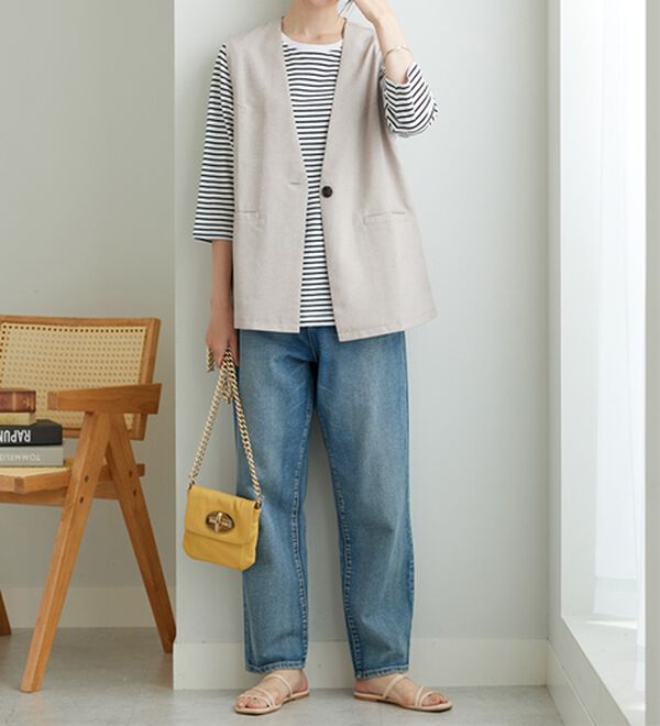 BELLUNA（ベルーナ）の「ノーカラーデザインジレ（ベスト）」｜詳細画像