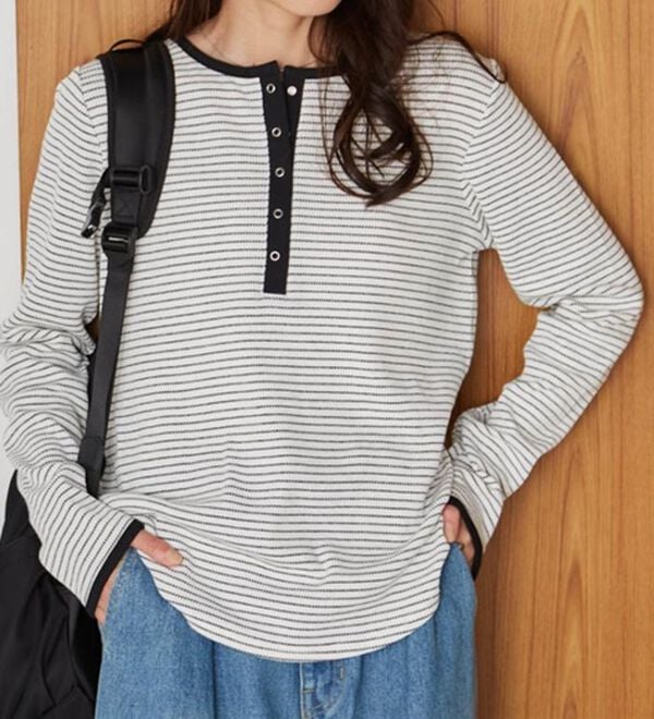 RANAN（ラナン）の「ヘンリーネックワッフルロンＴ（カットソー）」｜詳細画像