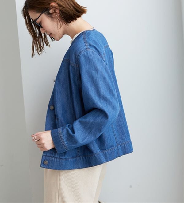 BELLUNA（ベルーナ）の「やわらかデニム素材ノーカラージャケット（その他ジャケット）」｜詳細画像