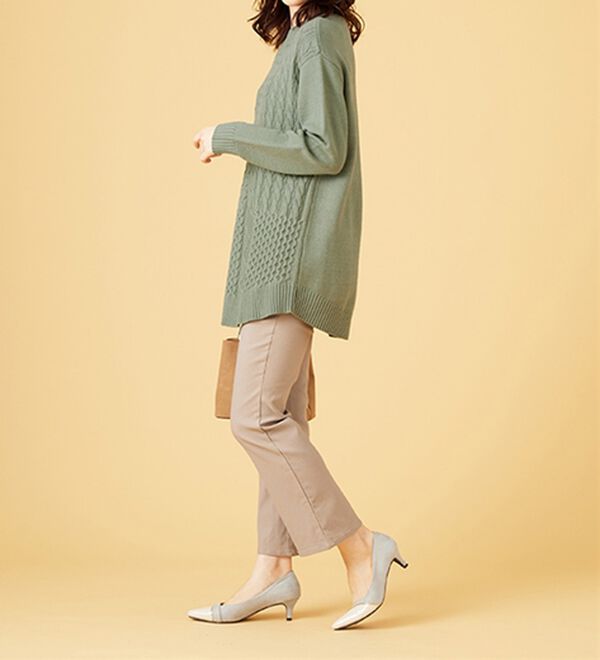 BELLUNA（ベルーナ）の「パッチワーク調ケーブルニットチュニック（チュニック）」｜詳細画像