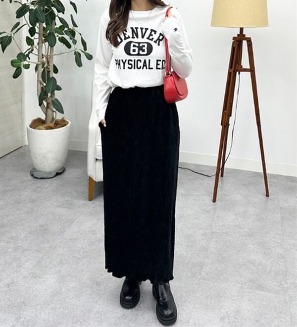 GeeRA（ジーラ）の「すっきり見え！ベロアプリーツロングスカート（ロングスカート）」｜詳細画像