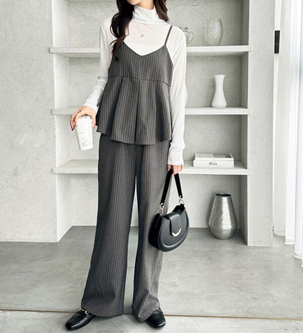 GeeRA（ジーラ）の「セットアップ風プリーツビスチェキャミサロペ（オールインワン）」｜詳細画像