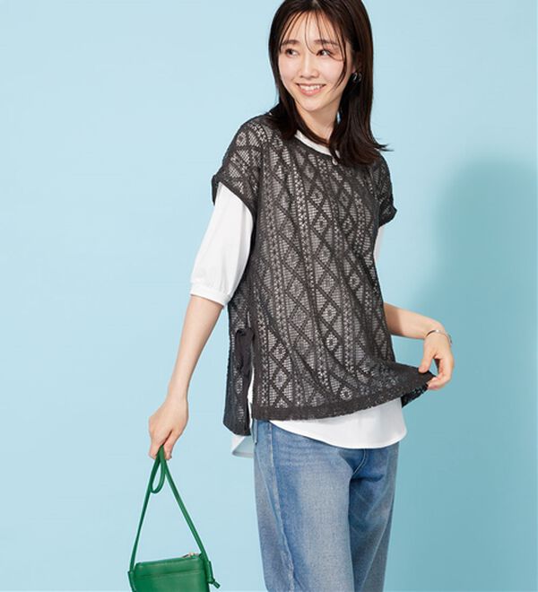 BELLUNA（ベルーナ）の「ラッセルレースサイドリボンアンサンブル（アンサンブル）」｜詳細画像