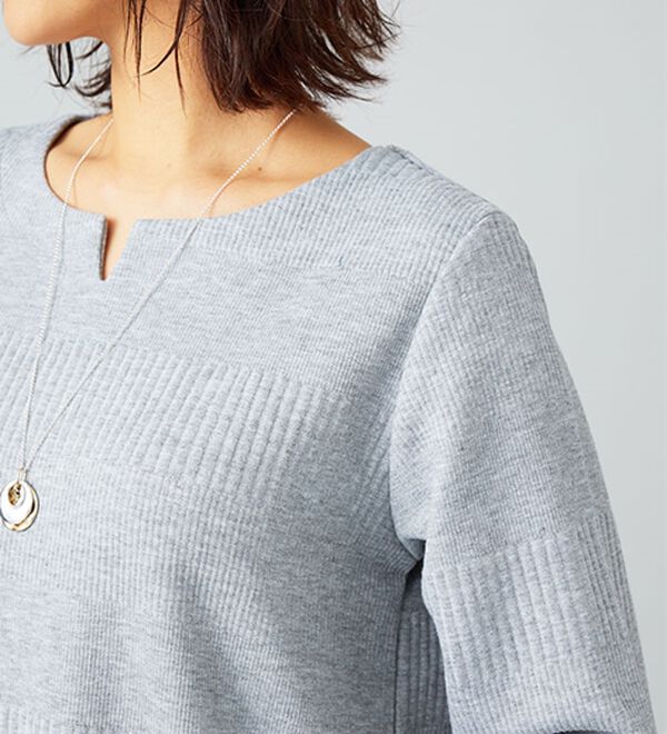 BELLUNA（ベルーナ）の「ボタン使いボーダージャカードワンピース（その他ワンピース）」｜詳細画像