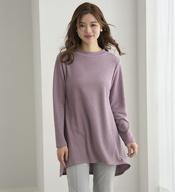 BELLUNA（ベルーナ）の「ふくれ素材フレアーデザインストレッチチュニック（チュニック）」｜詳細画像