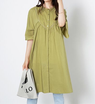 BELLUNA（ベルーナ）の「レース使いフレアーシルエットワンピース（チュニックワンピース）」