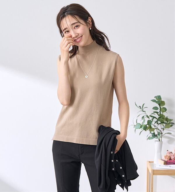 BELLUNA（ベルーナ）の「【選べるデザイン】Ｔシャツが苦手な方に！ひんやり綿混ニットＴ（ニット・セーター）」｜詳細画像