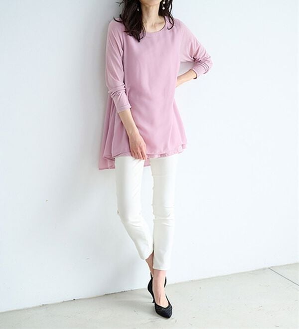 RANAN（ラナン）の「異素材切替フレアーチュニック（チュニック）」｜詳細画像