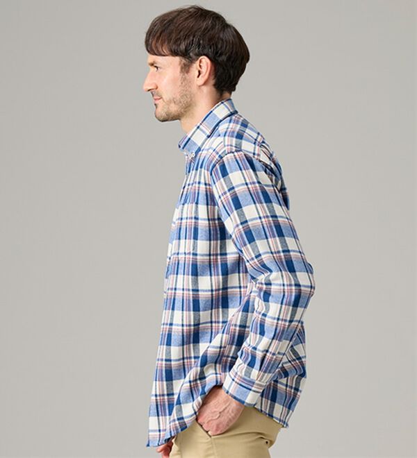 「＜ハッシュパピー＞しっとり柔らか綿１００％ネルシャツ（メンズシャツ）」｜詳細画像