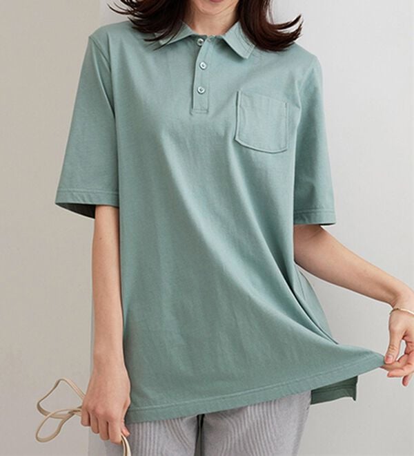 BELLUNA（ベルーナ）の「【ヒンヤリ機能付き＆綿１００％】サマ見えポロチュニック（チュニック）」｜詳細画像