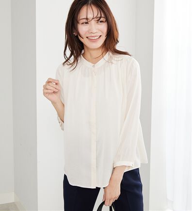 BELLUNA（ベルーナ）の「＜Ｃ／Ｓ＞サテン素材ギャザーデザインブラウス（ブラウス）」