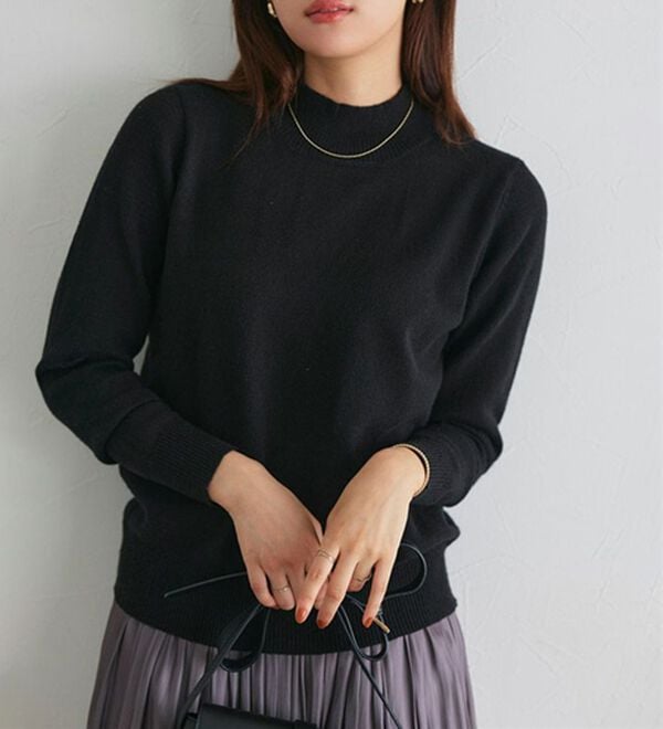 Pierrot（ピエロ）の「【Ｍ～３Ｌ】プレミアムカシミヤタッチハイネックニット（ニット・セーター）」｜ブラック