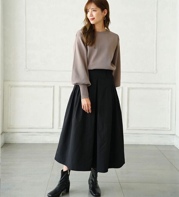 A HAPPY MARILYN（アハッピーマリリン）の「【Ｌ～６Ｌ】二の腕 激やせ ぽわん袖 ニット（ニット・セーター）」｜詳細画像