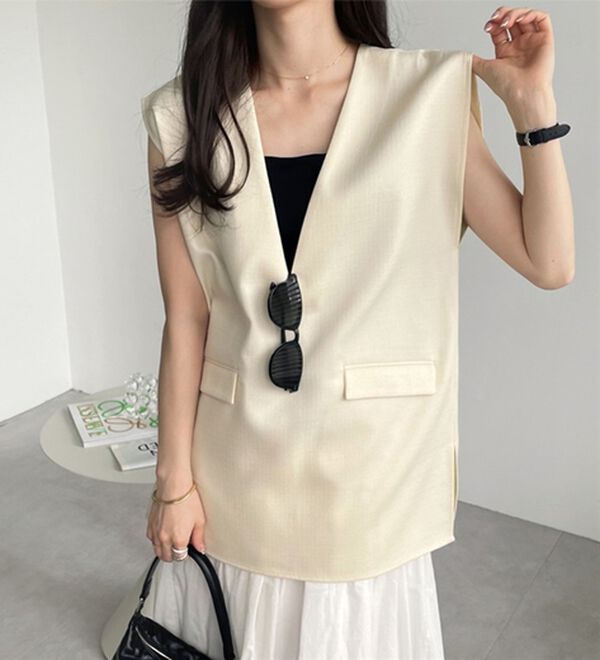 GeeRA（ジーラ）の「リネンライクスラブプルオーバーベスト（ベスト）」｜詳細画像