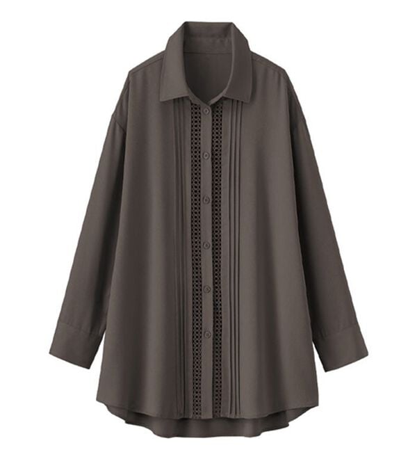 BELLUNA（ベルーナ）の「とろみ素材レース使いシャツチュニック（チュニック）」｜詳細画像