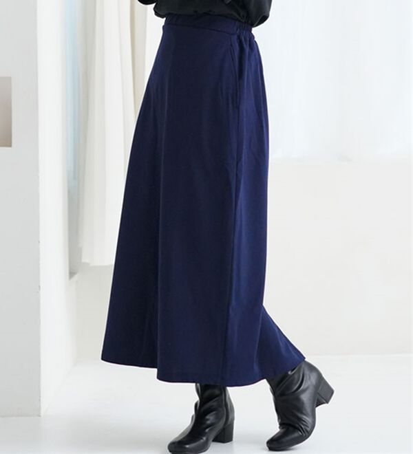 A HAPPY MARILYN（アハッピーマリリン）の「【Ｌ～８Ｌ】腰の張りを拾わない カラーで楽しむ 裏起毛バージョン タイトスカート（ロングスカート）」｜ネイビー