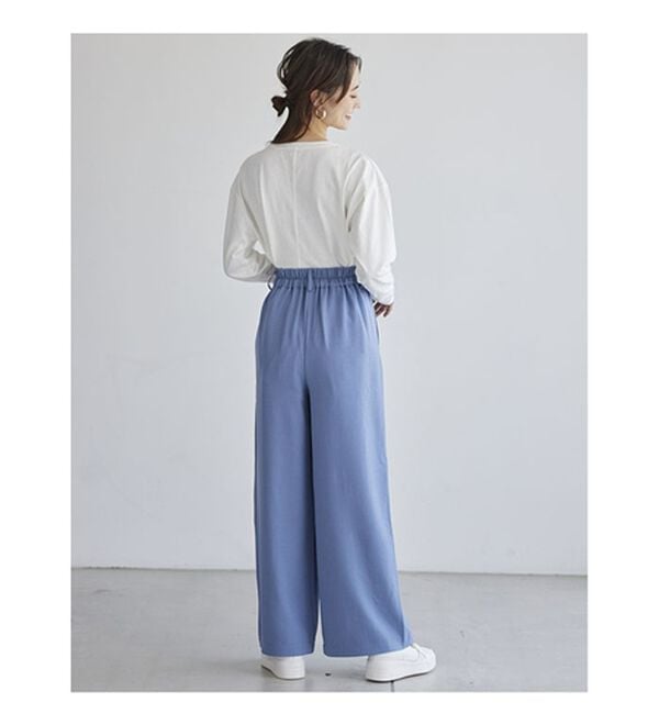 BELLUNA（ベルーナ）の「リネンライクタックワイドパンツ（ワイドパンツ・ガウチョ）」｜詳細画像