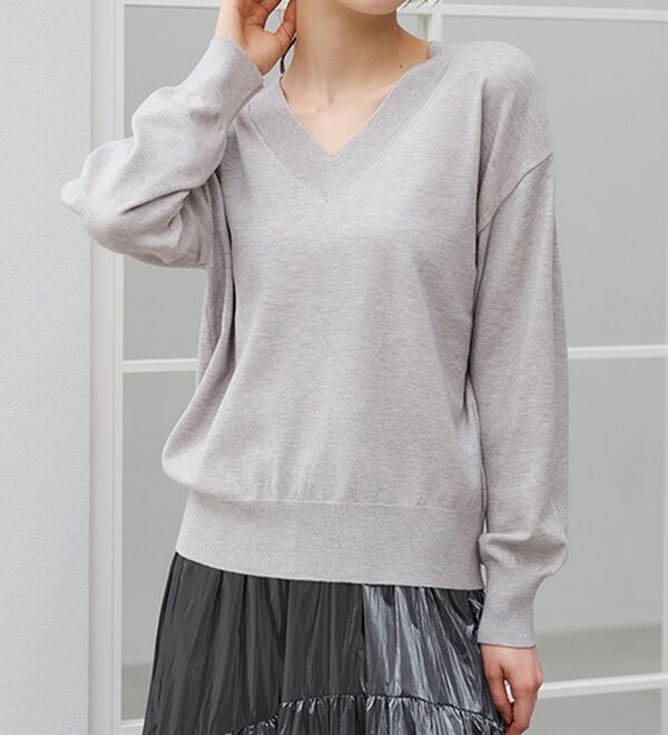 RANAN（ラナン）の「もちもちベーシックニット（Vネック・ハイネック）（ニット・セーター）」｜詳細画像