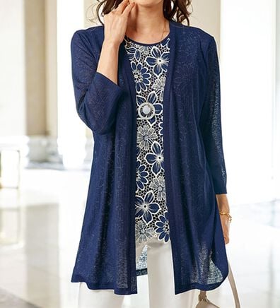 BELLUNA（ベルーナ）の「配色カットワークレース使いカーディガンアンサンブル（アンサンブル）」