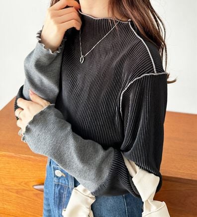 GeeRA（ジーラ）の「異素材ドッキング配色メロープルオーバー（カットソー）」