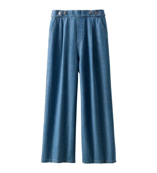 BELLUNA（ベルーナ）の「やわらかデニム素材ボタン使いワイドパンツ（ワイドパンツ・ガウチョ）」｜詳細画像