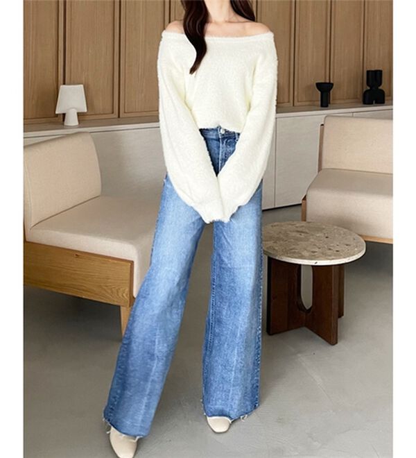 GeeRA（ジーラ）の「【YOUING.】オフショルフェザーヤーンニット（ニット・セーター）」｜詳細画像