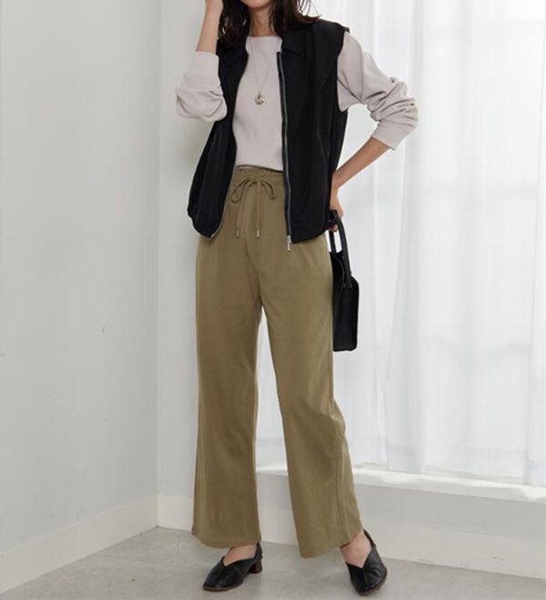 BELLUNA（ベルーナ）の「着心地楽々！綿１００％イージーパンツ（ワイドパンツ・ガウチョ）」｜詳細画像