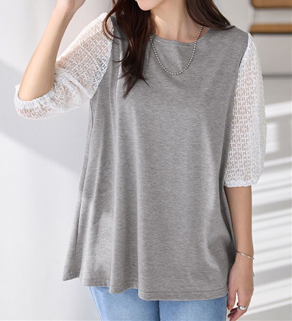 Viola e Viola（ヴィオラ エ ヴィオラ）の「袖レース切替チュニック（チュニック）」｜詳細画像