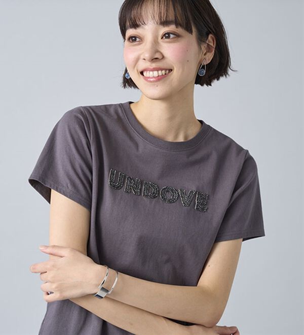 BELLUNA（ベルーナ）の「【UNDOVE】綿１００％ツイードロゴショート丈Ｔシャツ（Tシャツ）」｜詳細画像