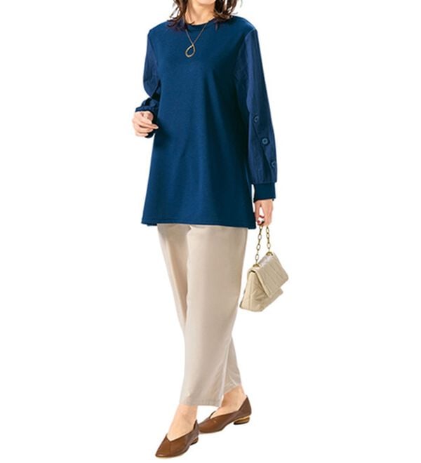 ルフラン（ルフラン）の「【２色組】異素材切替のボタンプルオーバー＜チルン＞（カットソー）」｜詳細画像