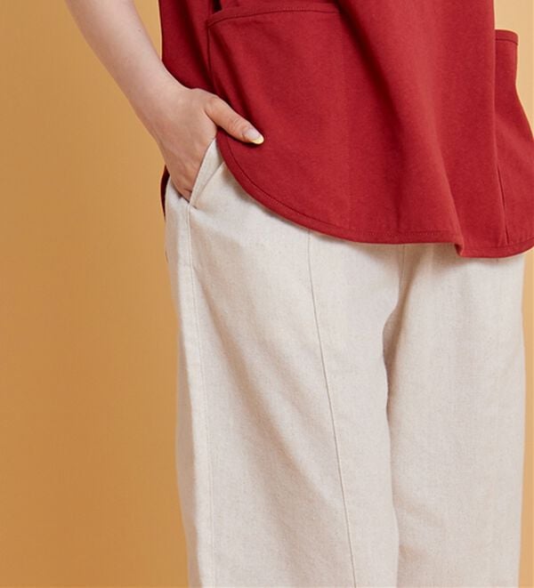 BELLUNA（ベルーナ）の「レーヨン麻入りゆったりワイドパンツ（フルレングスパンツ）」｜詳細画像