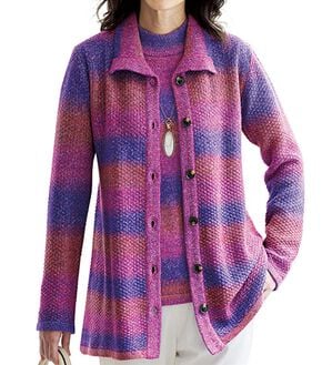 BELLUNA（ベルーナ）の「グラデーションかすりニットカーディガンアンサンブル（アンサンブル）」｜詳細画像